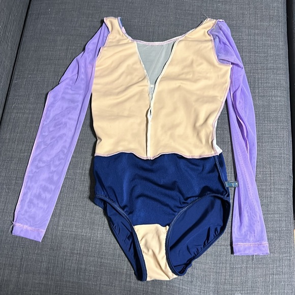 eleve Dance Costume Leotard Multicolored w/ Rhinestones & Mesh Details - Picture 6 of 12